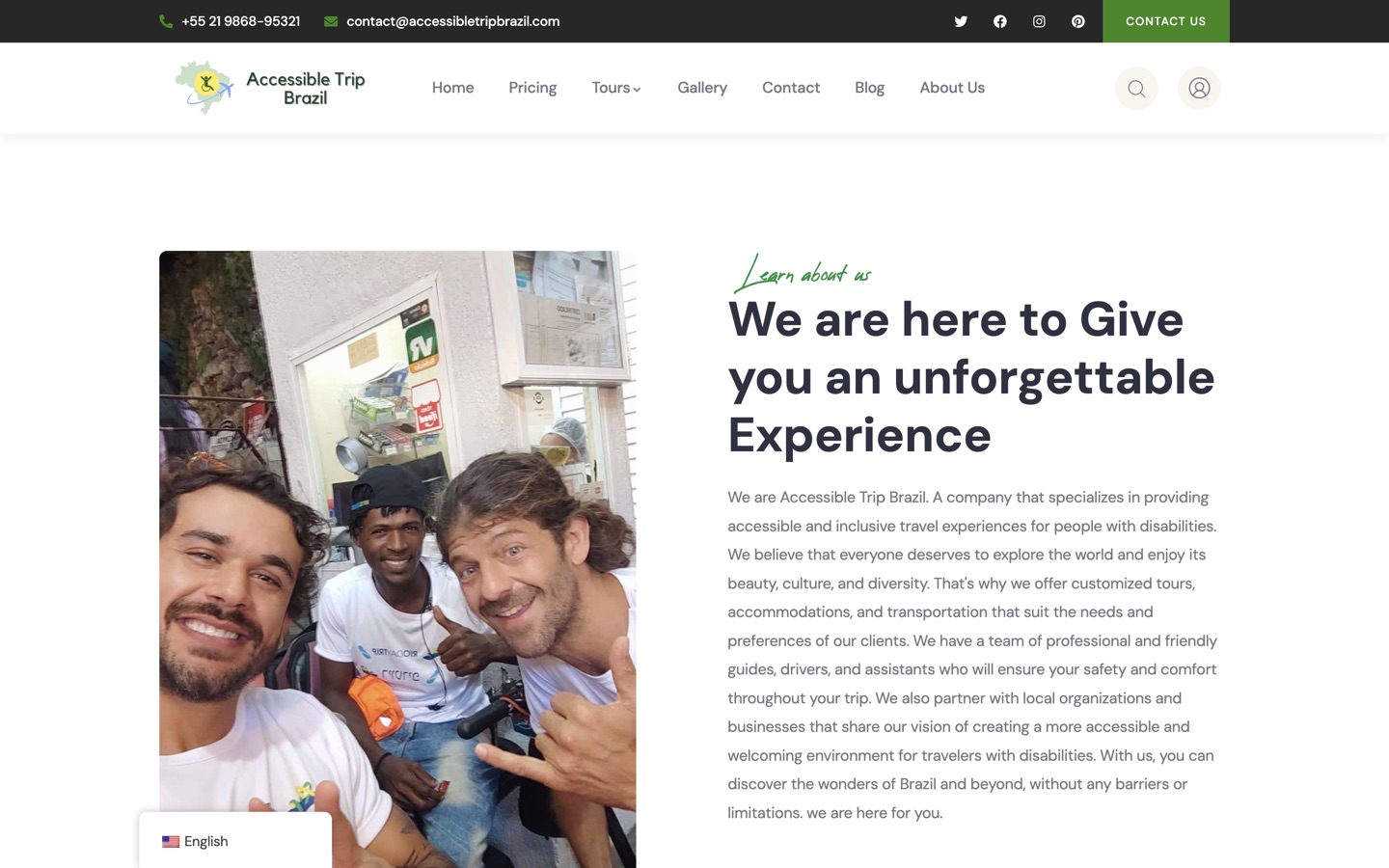 The About Us page with team profiles