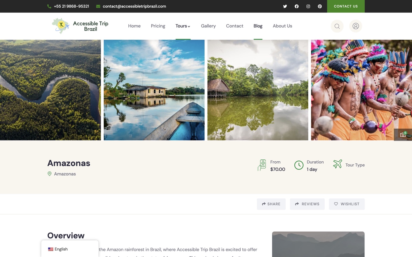 The Amazonas booking detail page