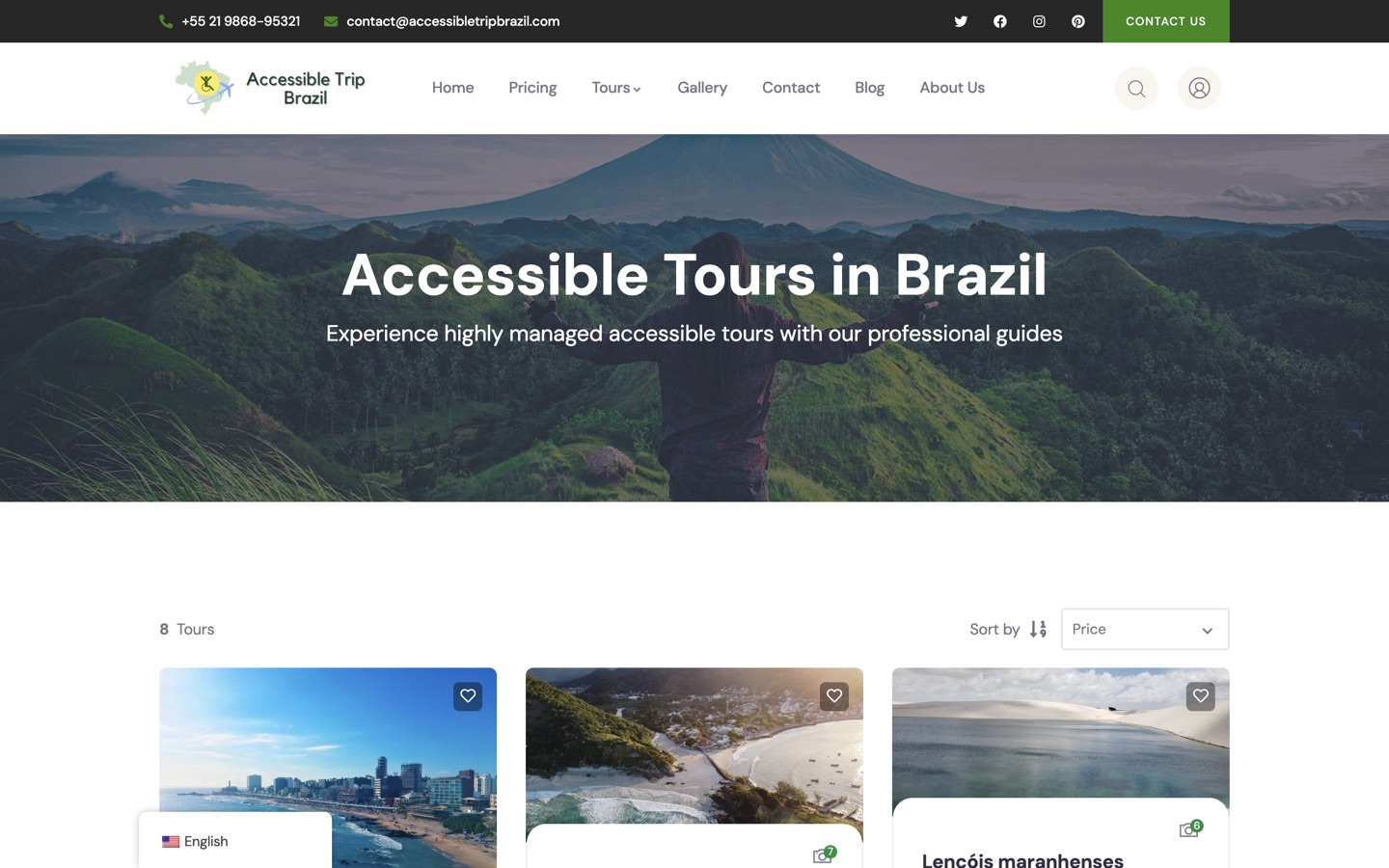 The tours catalog page