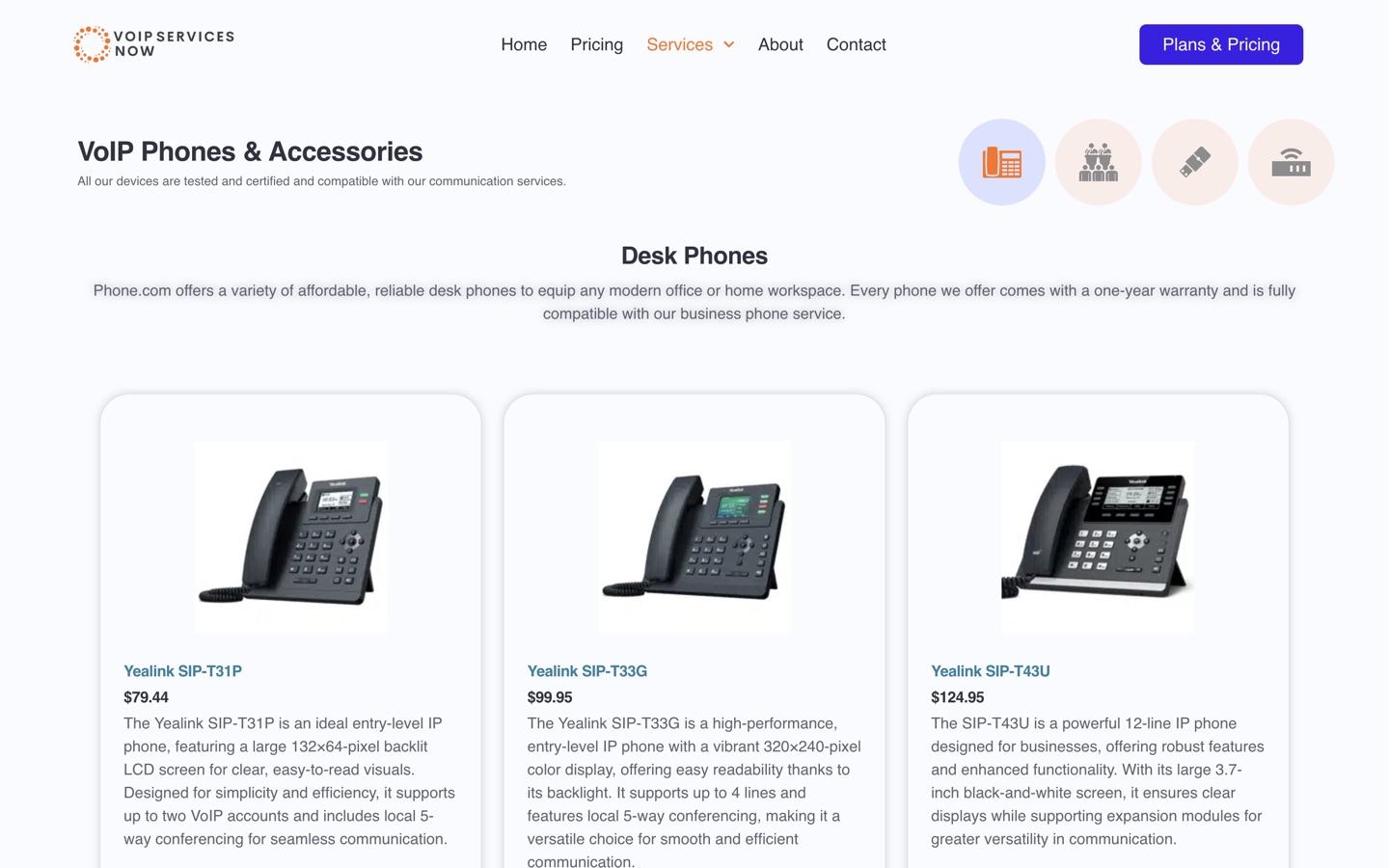 The VoIP phones and accessories catalog