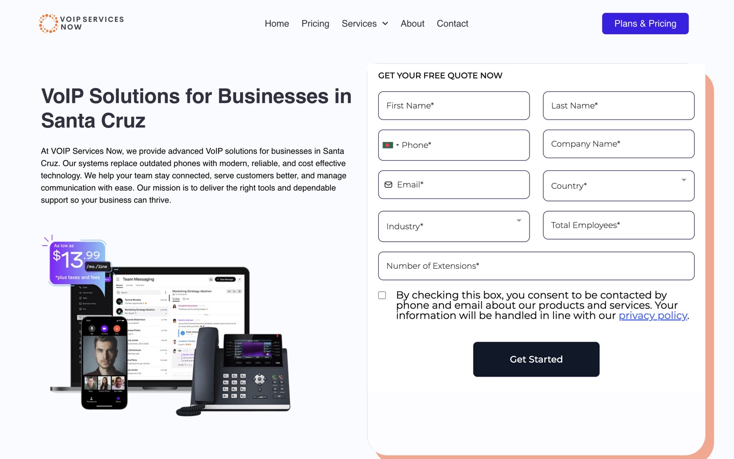 The Santa Cruz city landing page
