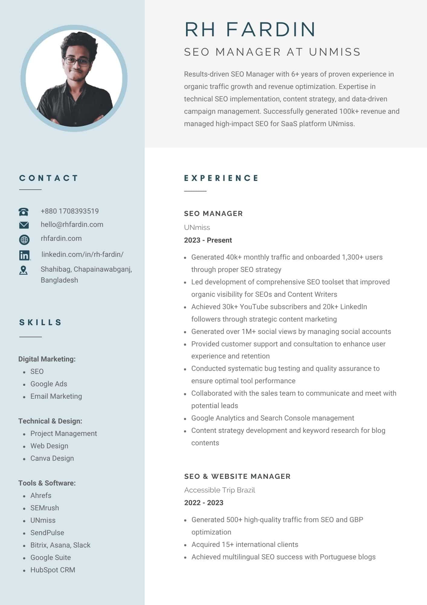 RH Fardin Resume - Page 1